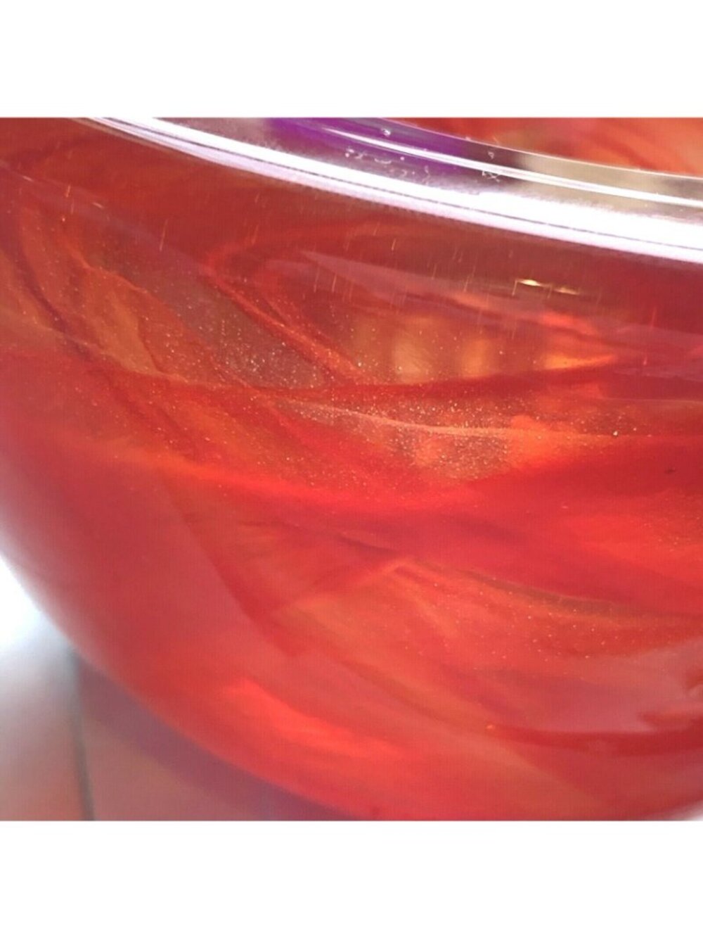 Kosta Boda Atoll Bowl Paperweight Anna Ehrner Red Swirl Art Glass Sweden - Picture 12 of 12